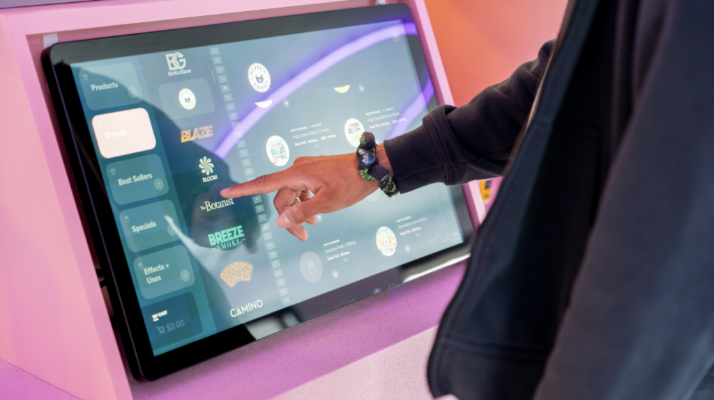 Peak Beyond kiosk with customer